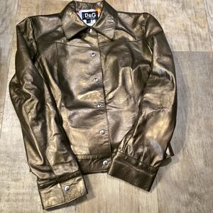 D&G Dolce & Gabbana Ittierre Bronze Leather Jacket
